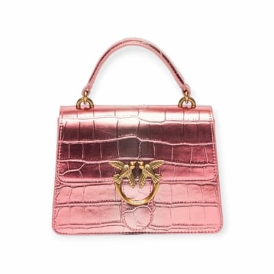 PINKO дамска чанта Love One Top handle mini croco pink