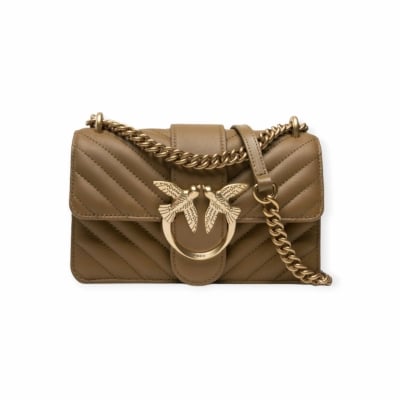 PINKO дамска чанта Love Mini Icon Chevron brown