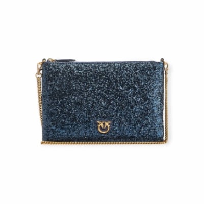 PINKO дамски клъч Flat Classic glitter blue