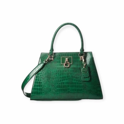 GUESS дамска чанта Stephi Croc green