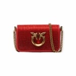 PINKO дамска мини чанта Love Click Micro Full strass red